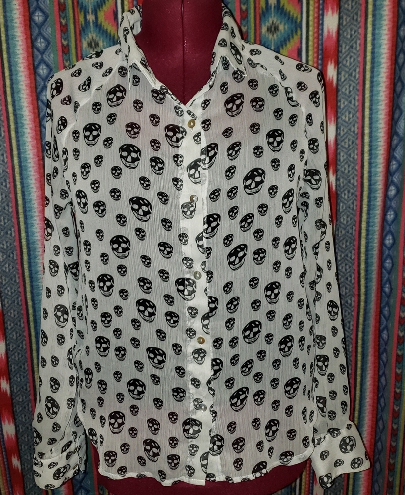 Skull Print Chiffon Shirt